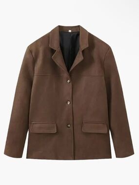 Women's Brown Tailored Single-Breasted Blazer